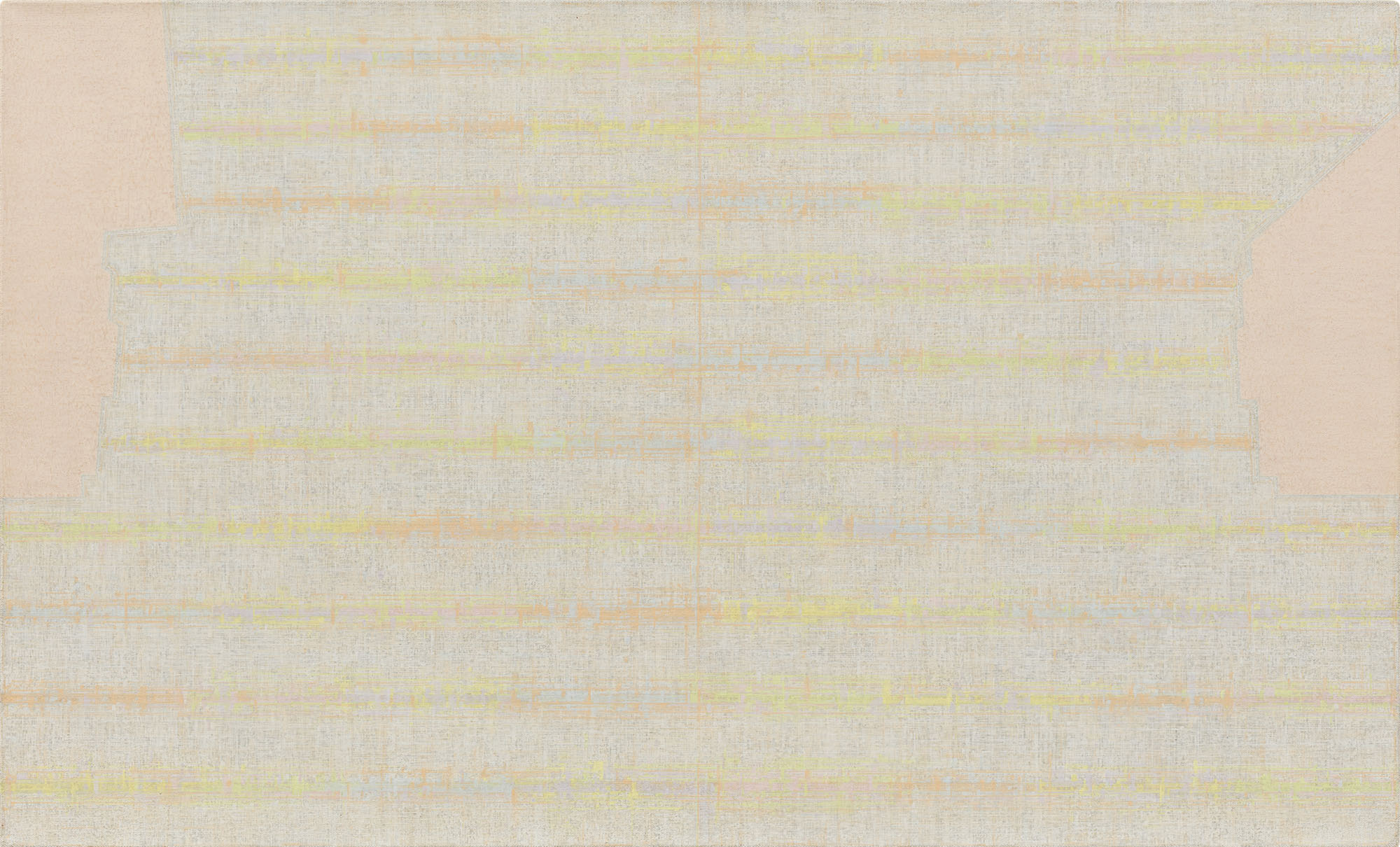 Julia Fish, Threshold, SouthEast – Two [ spectrum : orange with grey ], 2010–14. Oil on canvas. Collection of DePaul Art Museum, Museum purchase and restricted gift of Dia S. Weil and Edward S. Weil, Jr., Melissa Weber and Jay Dandy, and Scott J. Hunter, 2019.11. Photo: Tom Van Eynde